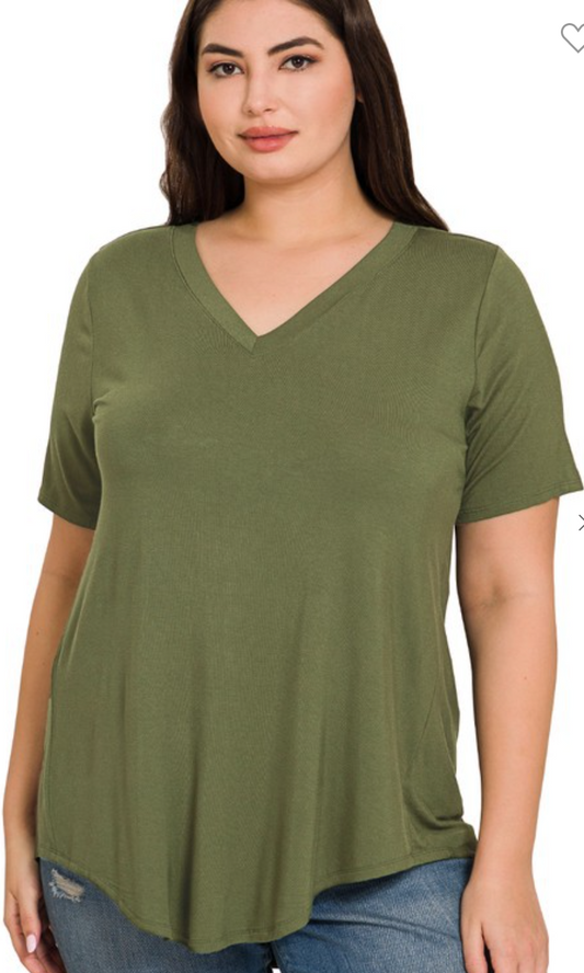 Lazy Sunday Basic Tee- Army Green