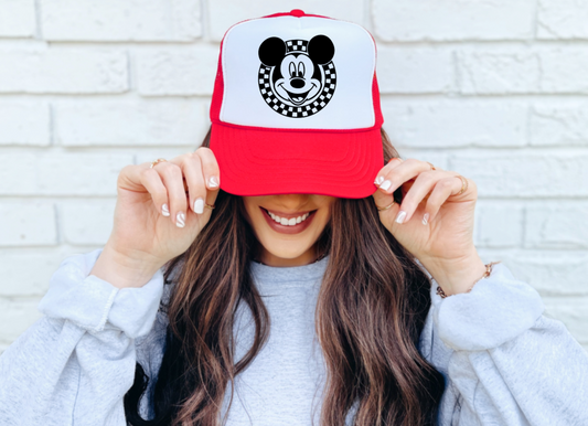 Oh Mickey You So Fine Checkered Trendy Trucker Hat