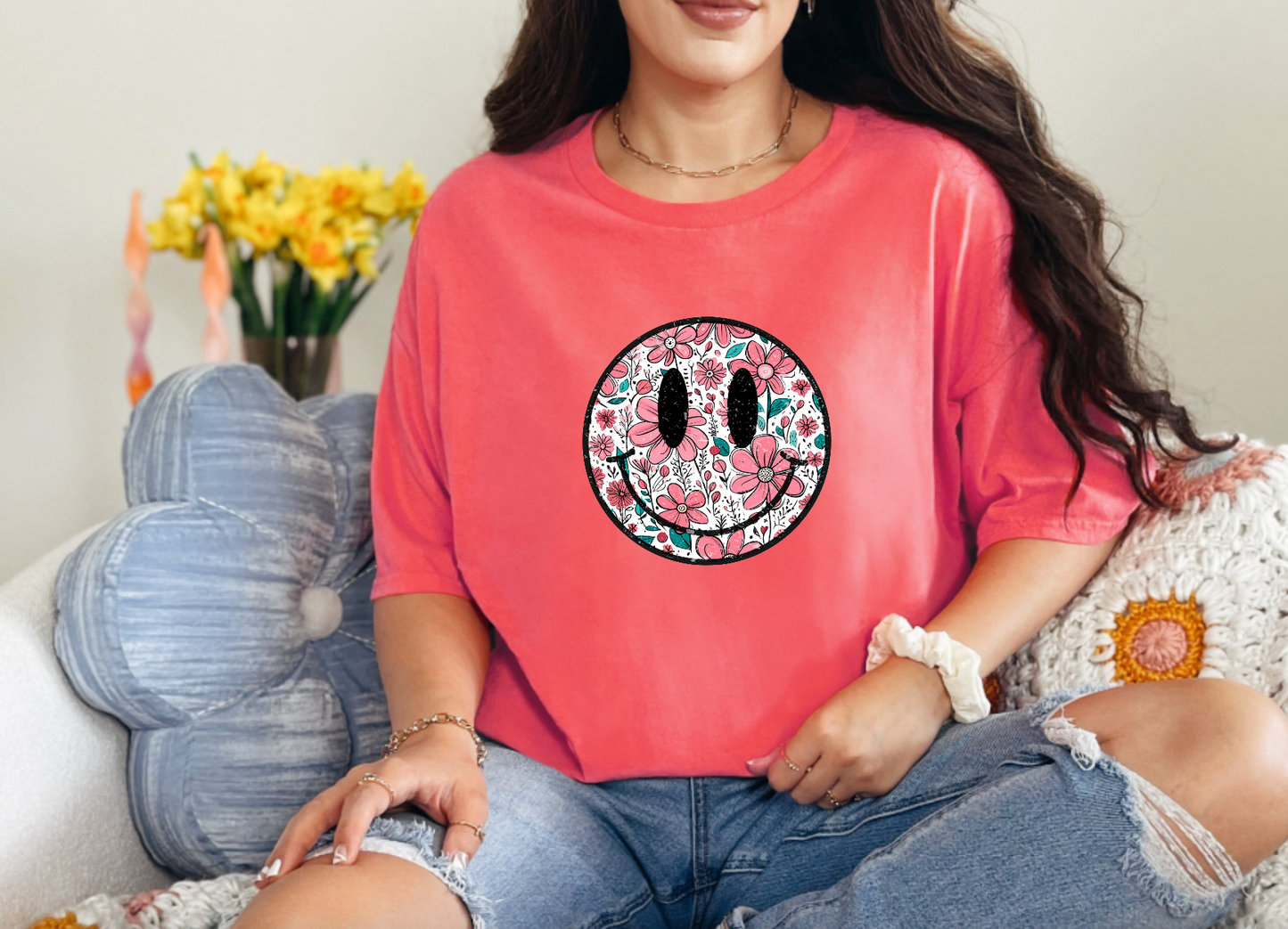 Smiling Into Spring Trendy Graphic T-Shirt