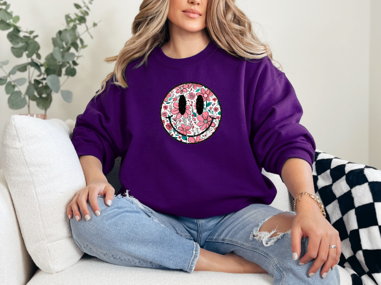 Smiling Floral Sweatshirt