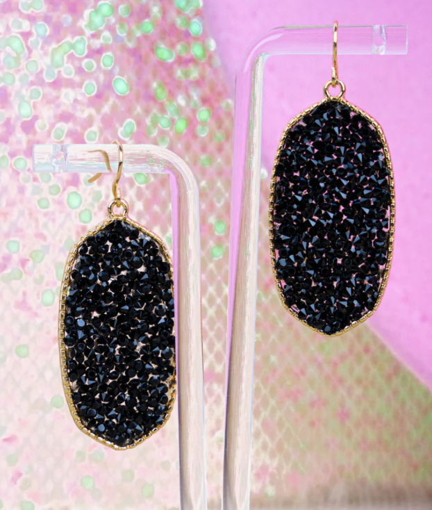 Twinkling Stars Dangling Earrings in Black